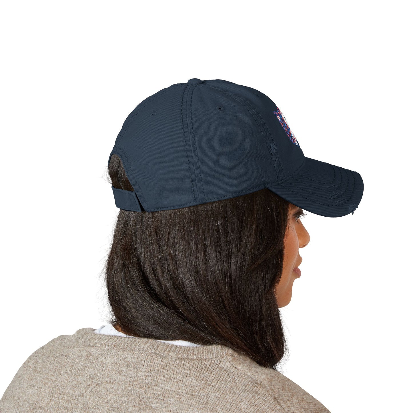 4th of July Hat Distressed Cat Dad Hat with Embroidery | Casual Fashion, Gifts for Cat Lovers, Outdoor Style, Father's Day, Everyday Wear