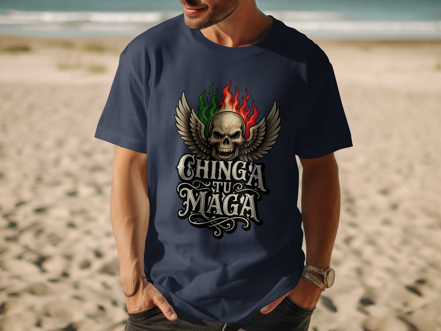Skull with Wings Chinga Tu Maga T-shirt product