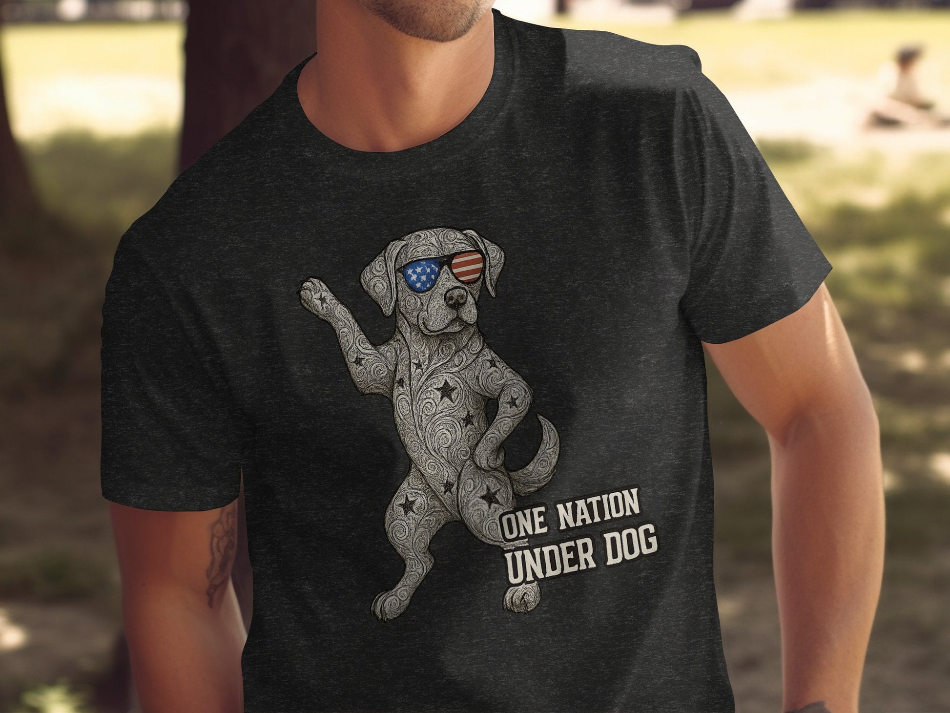 Patriotic Dog Graphic Tee One Nation Under Dog product type