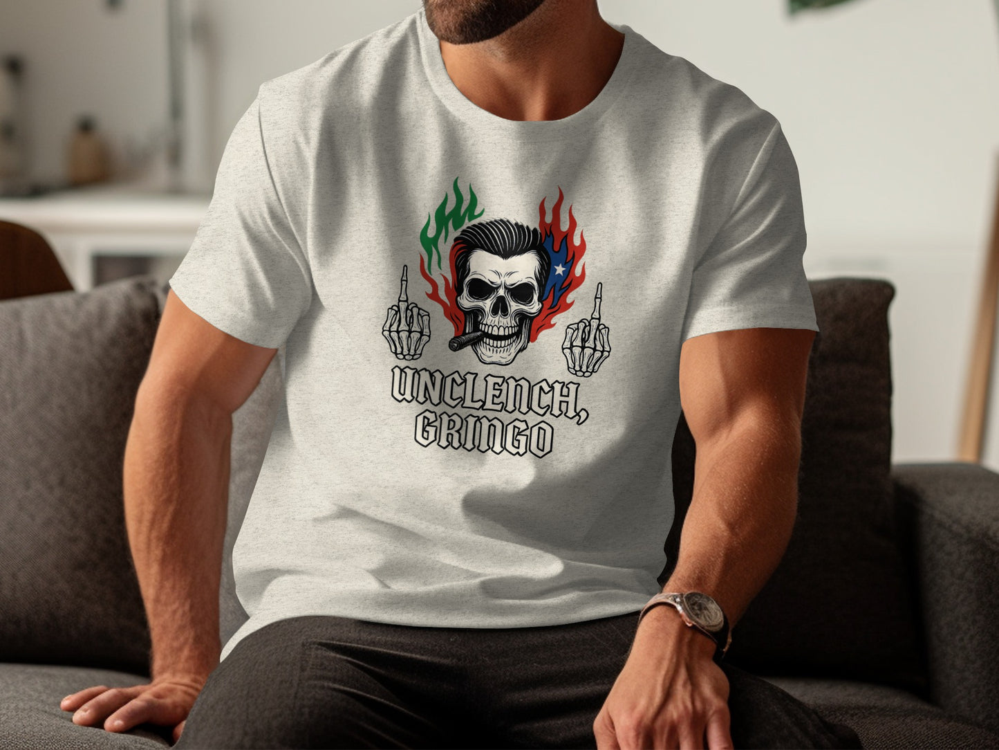 Unclench Gringo Skull Flame Graphic Tee product