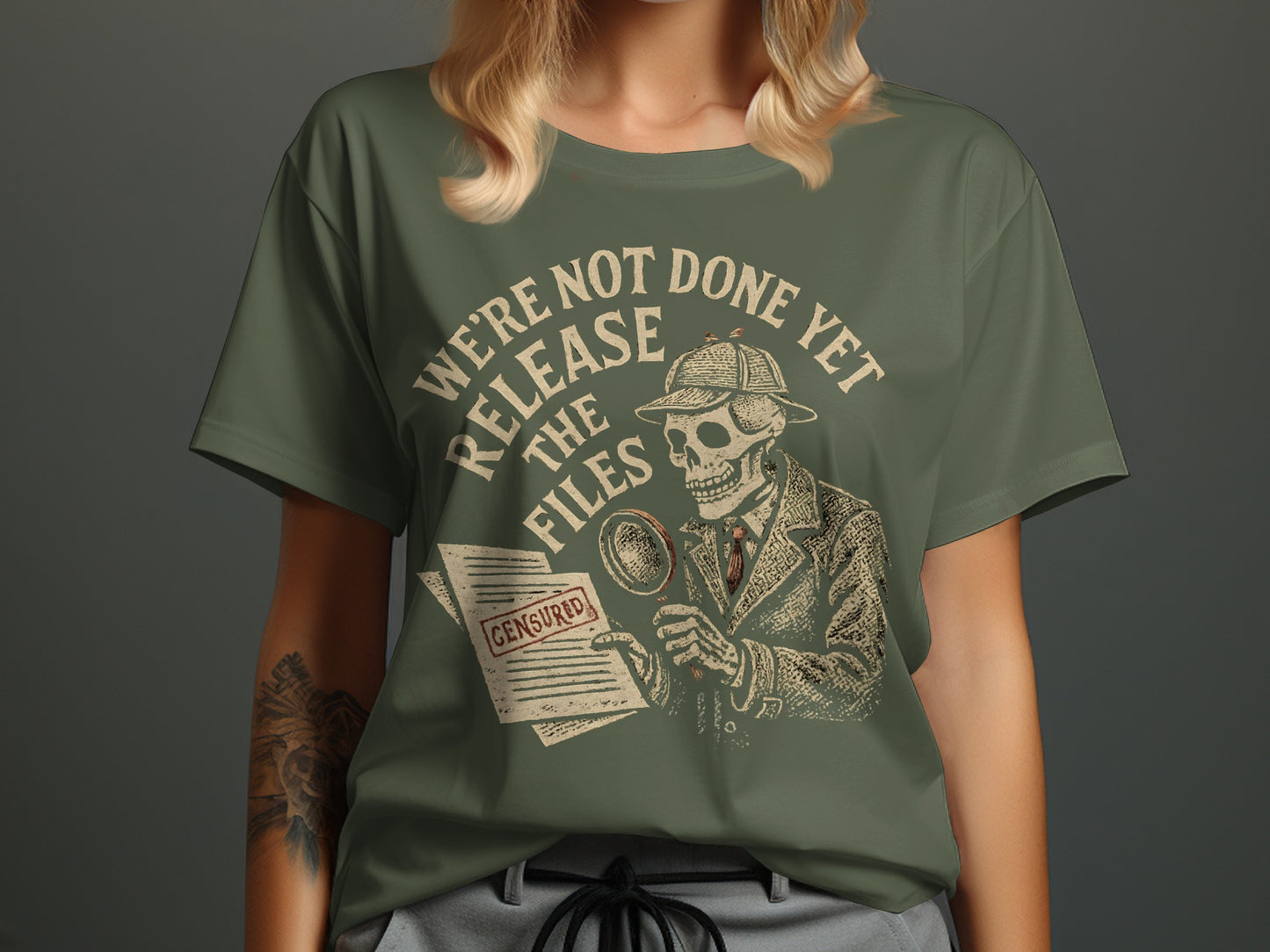 We're Not Done Yet Release the Files Graphic T-shirt