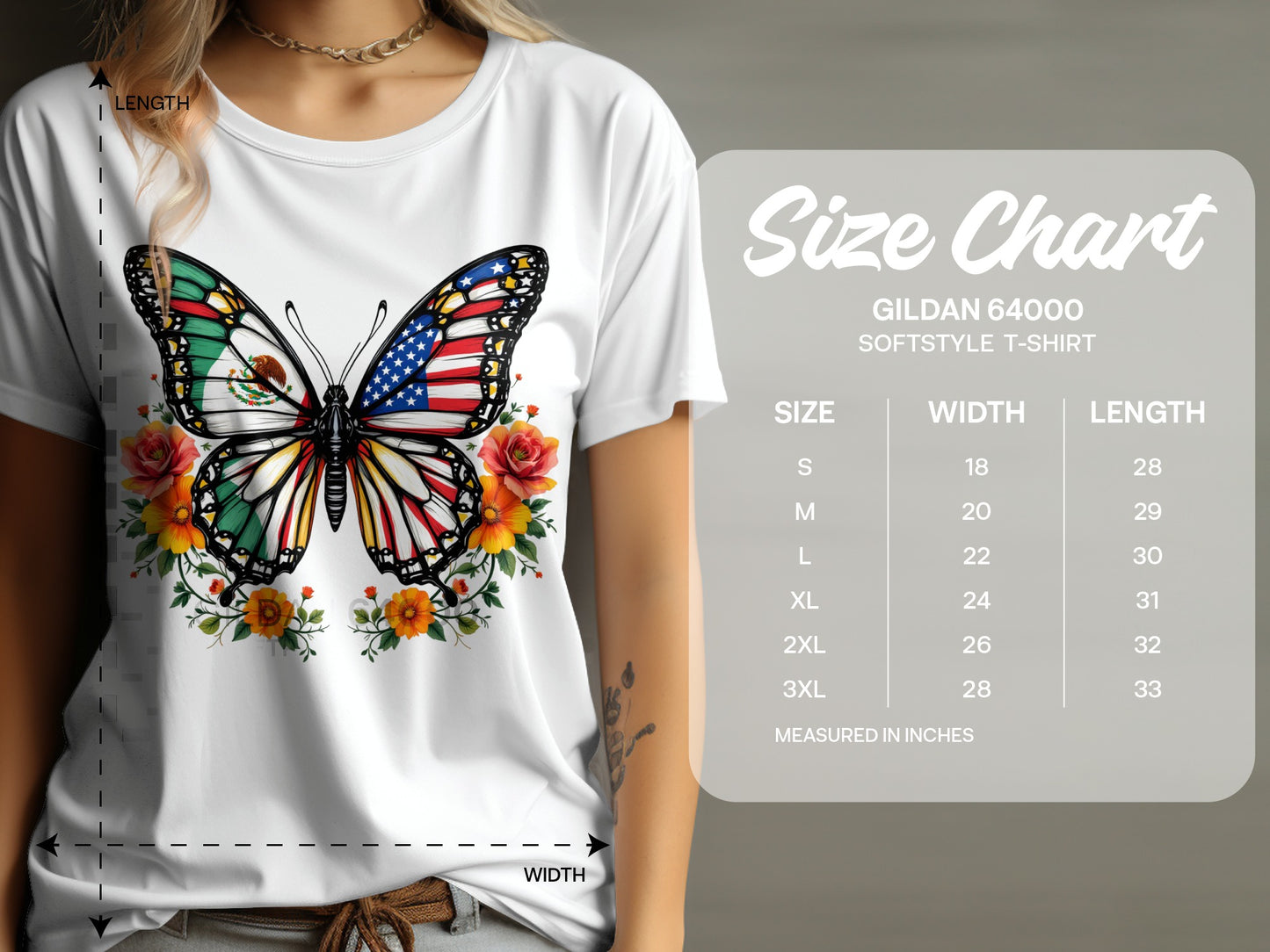 Patriotic Butterfly Floral Print Softstyle T-shirt product type