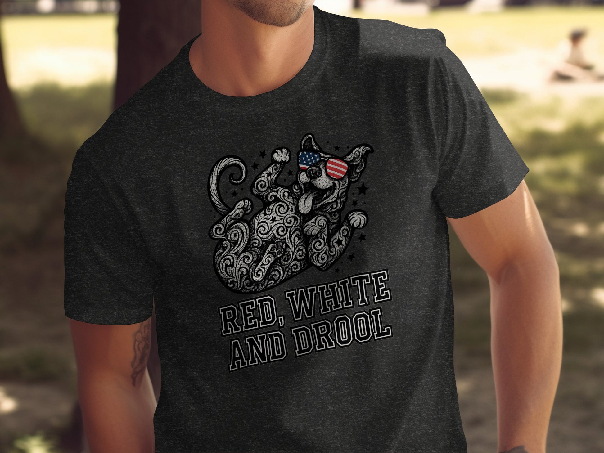 Red White And Drool American Flag Dog Shirt product type