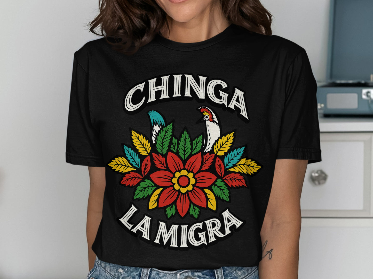 Chinga La Migra Colorful Design Graphic T-Shirt product