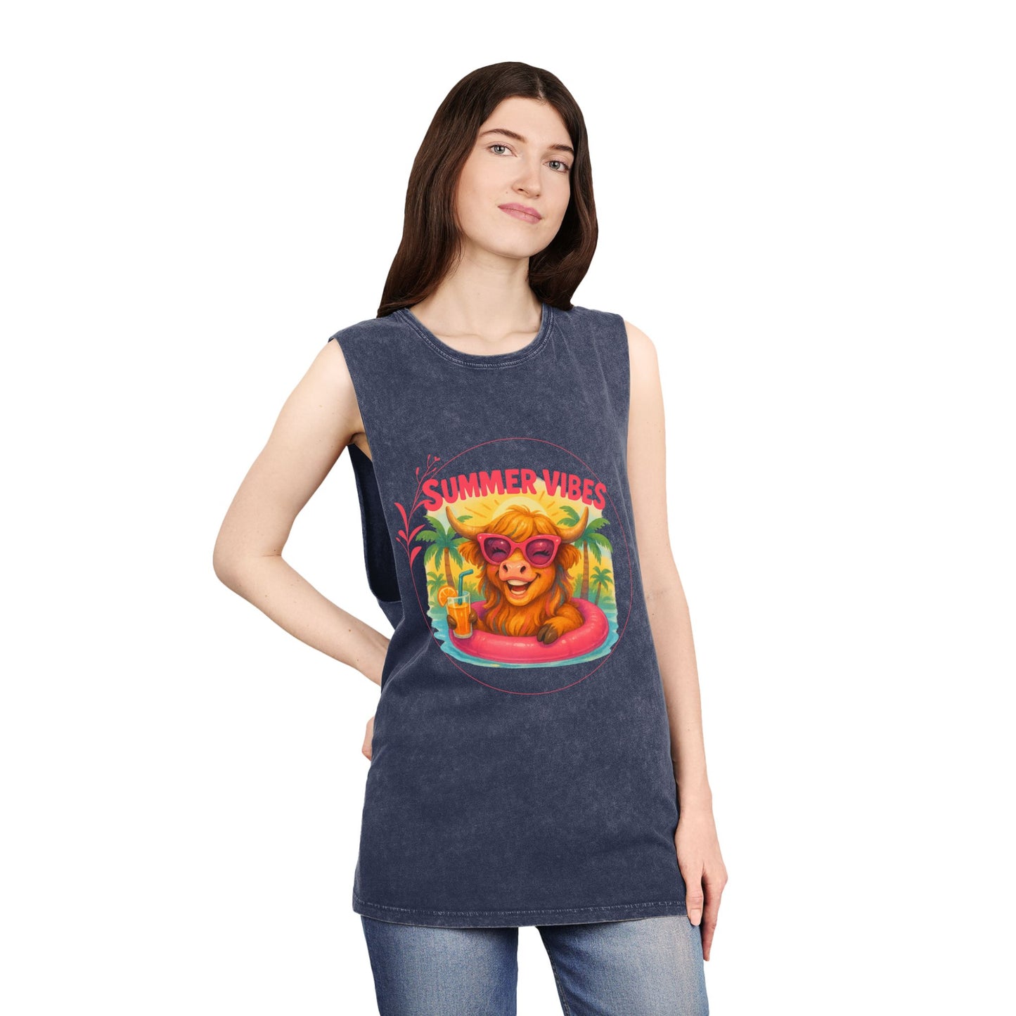 Summer Vibes Unisex Stonewash Tank Top - Casual Summer Apparel - Fix America Merch