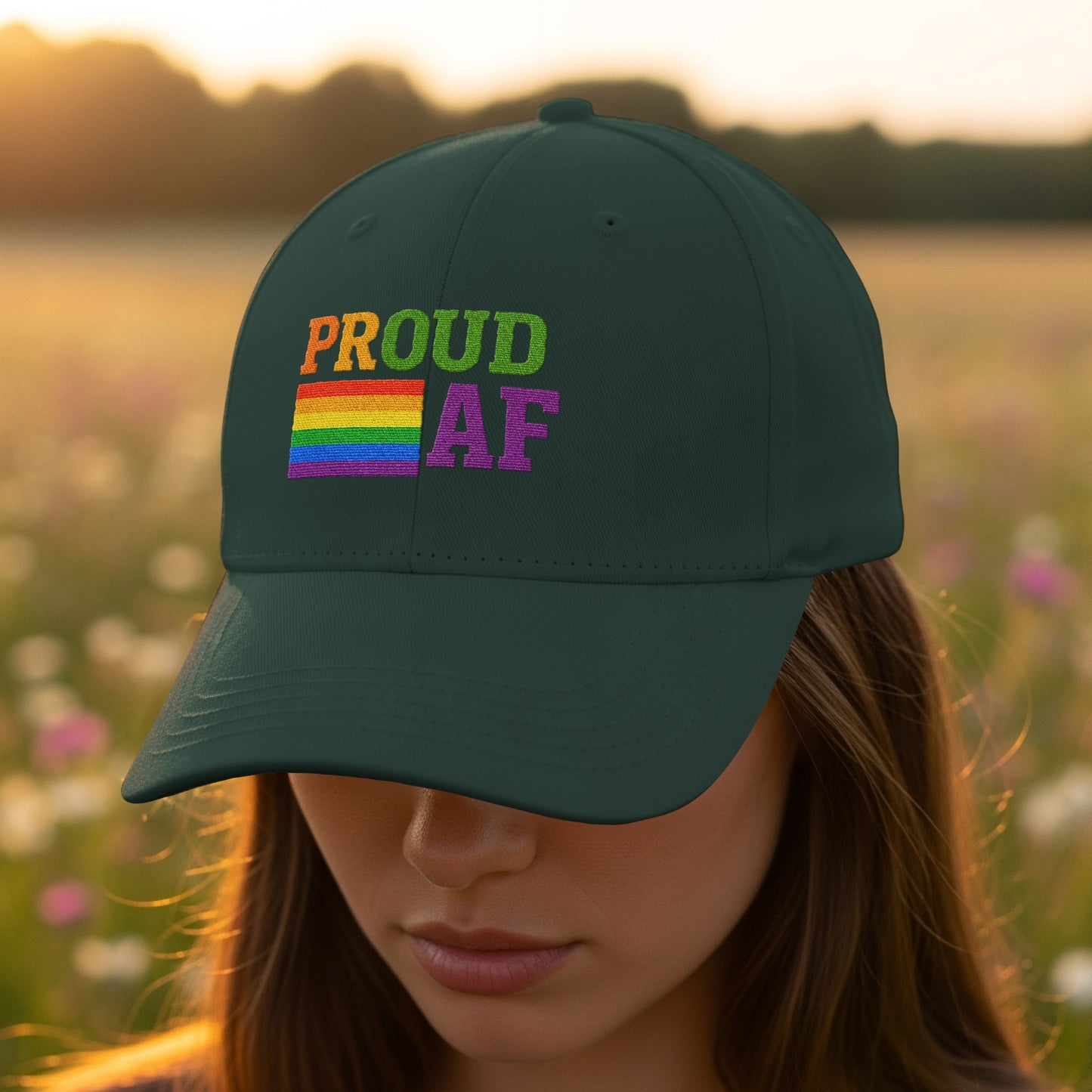 Proud AF Rainbow Embroidered Unisex Baseball Cap product type