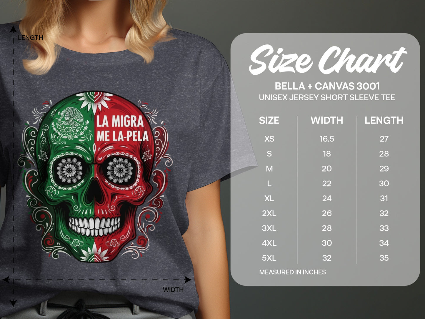 La Migra Me La Pela Skull Design T-Shirt