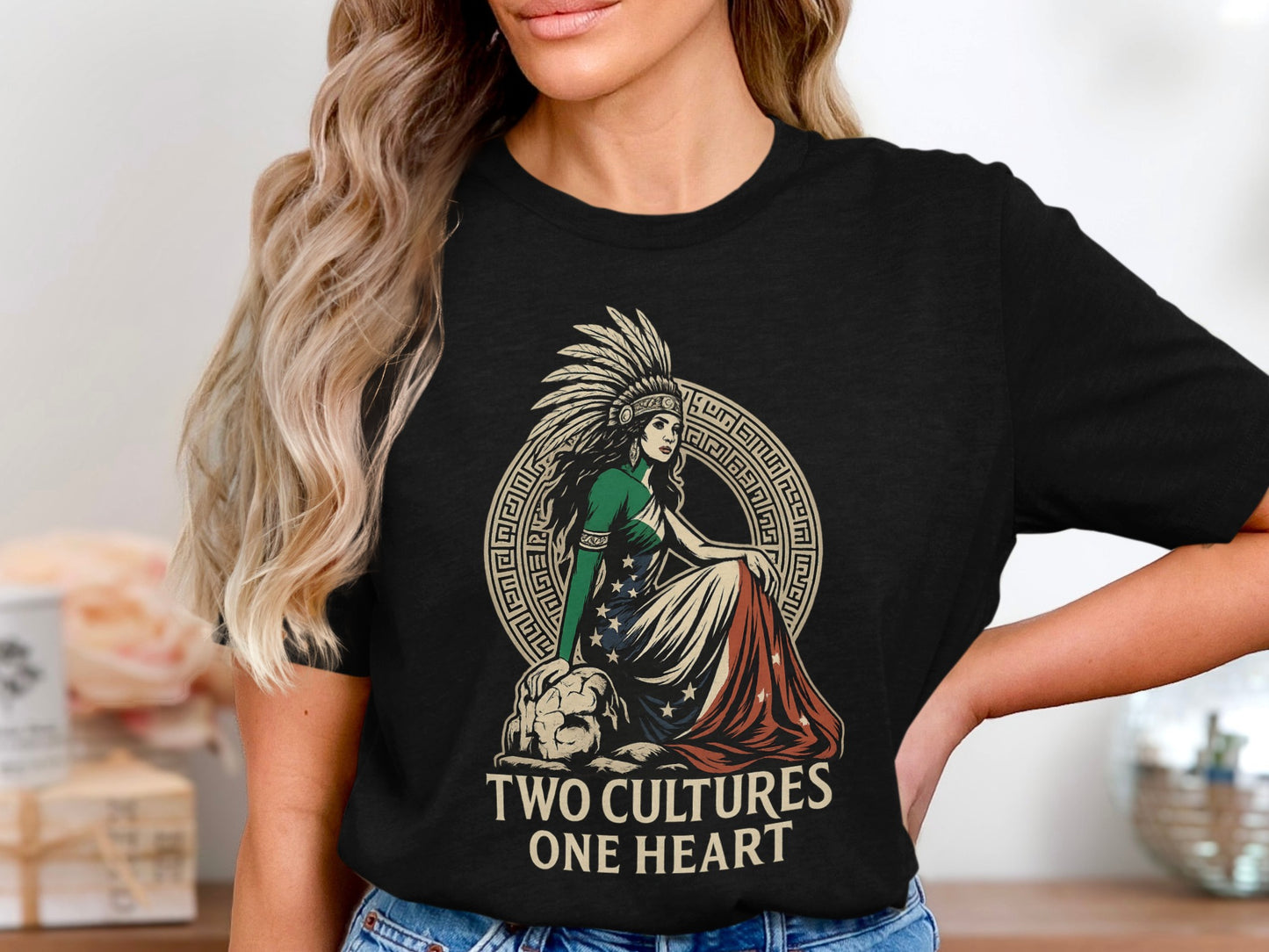Two Cultures One Heart Graphic Tee Shirt product