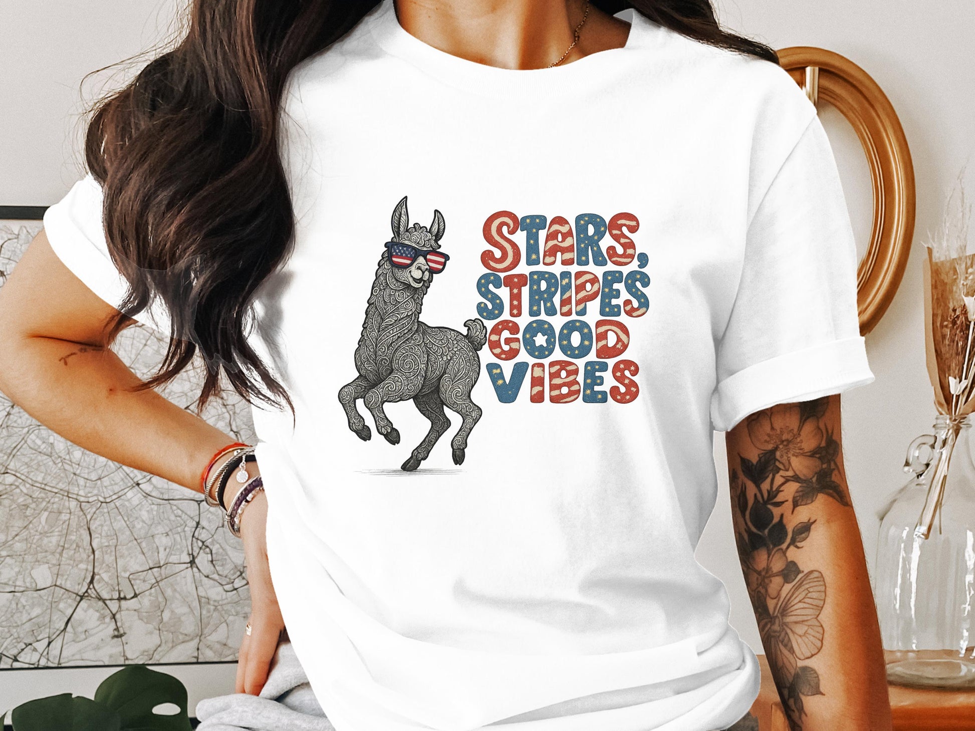 Stars Stripes Good Vibes Graphic T-Shirt product