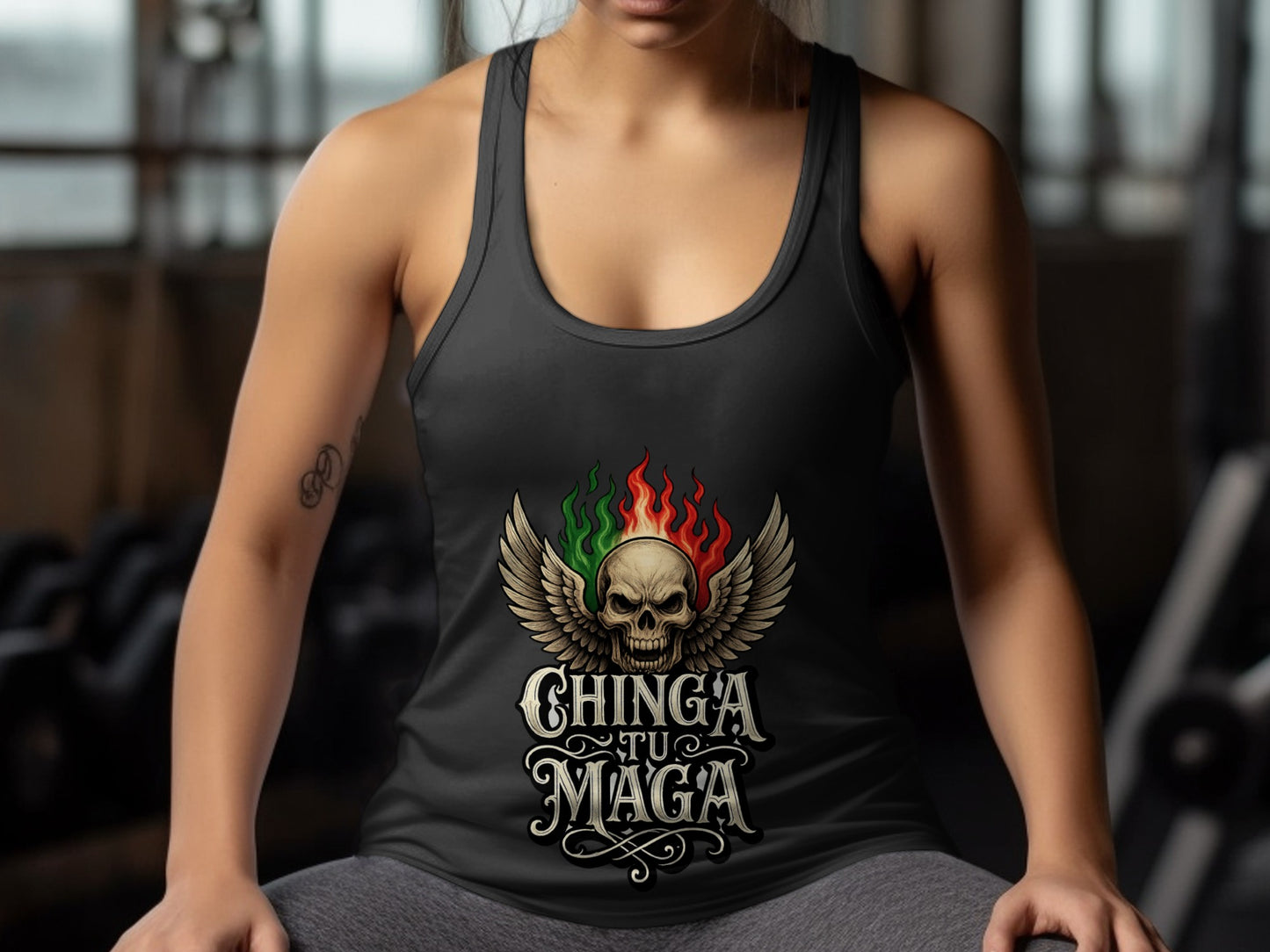Chinga Tu Maga Design Skull Wings Tank Top product
