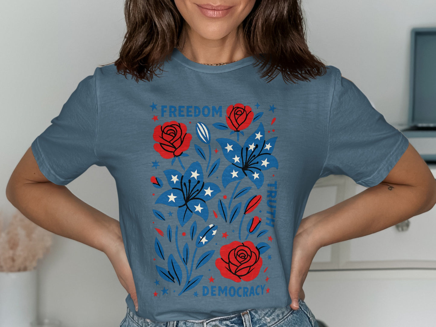 Freedom Truth Democracy Floral Graphic T-Shirt product