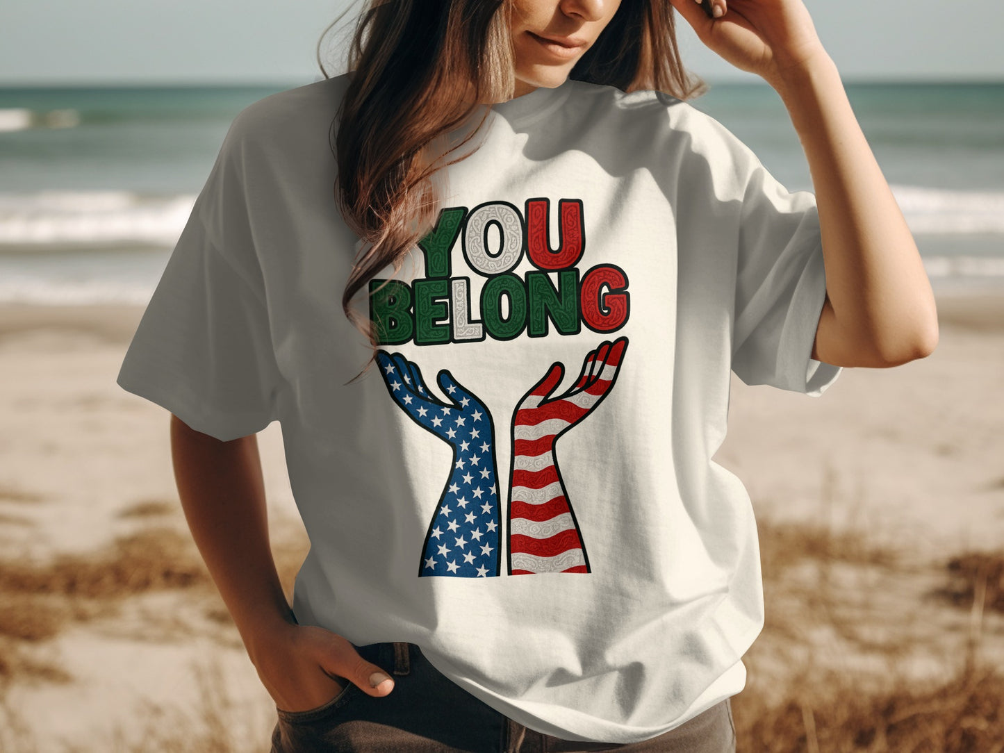 YOU BELONG Patriotic Design Short Sleeve Shirt product