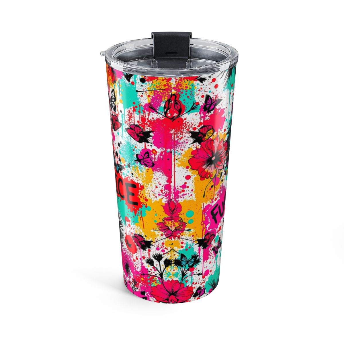 Colorful Floral Butterfly Design Insulated Tumbler