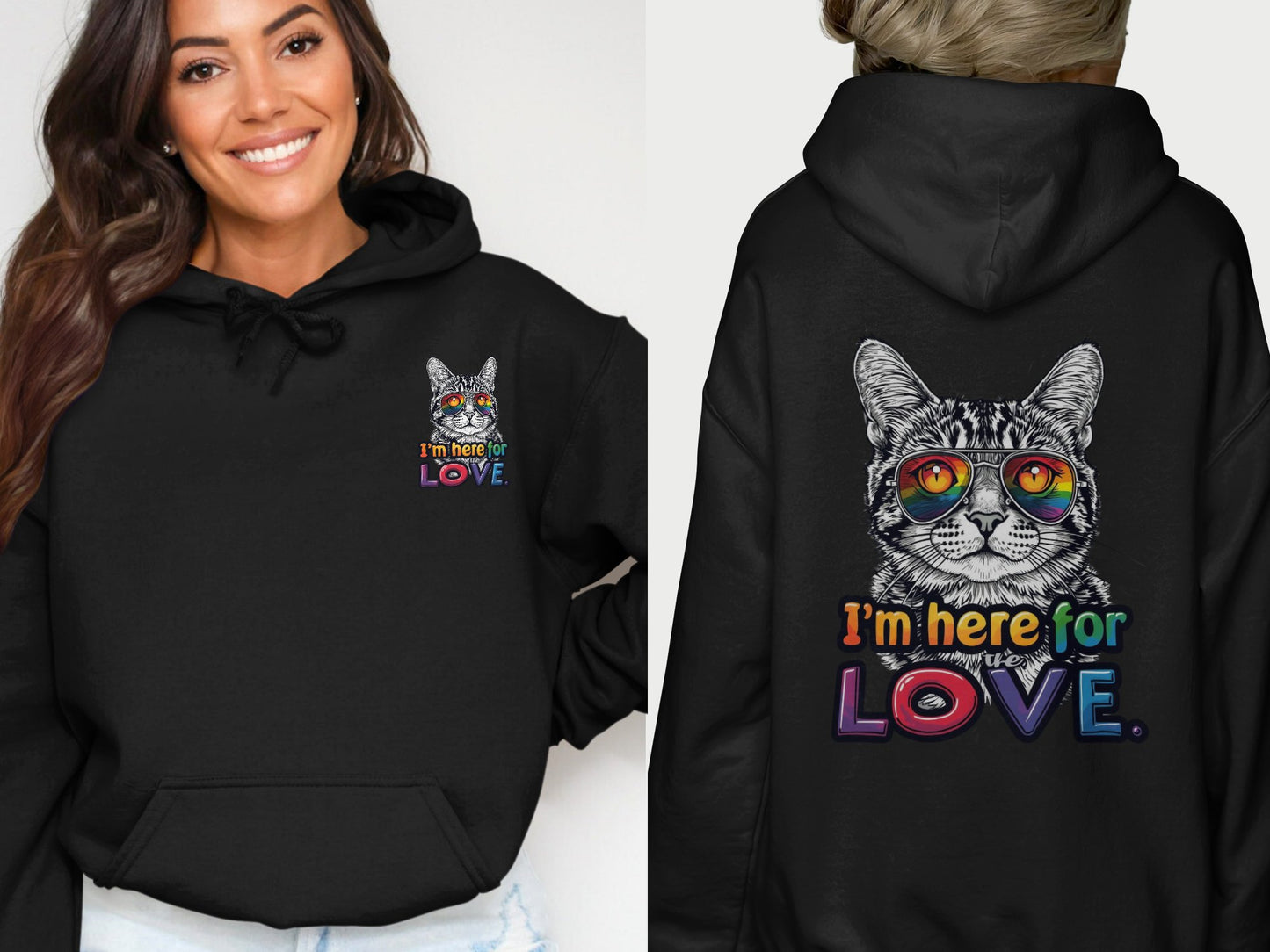 I'm Here For Love Cat Hoodie Apparel Product