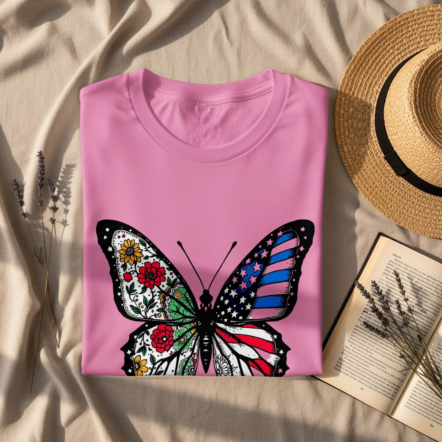 American Flag Butterfly Design Adults Shirt product