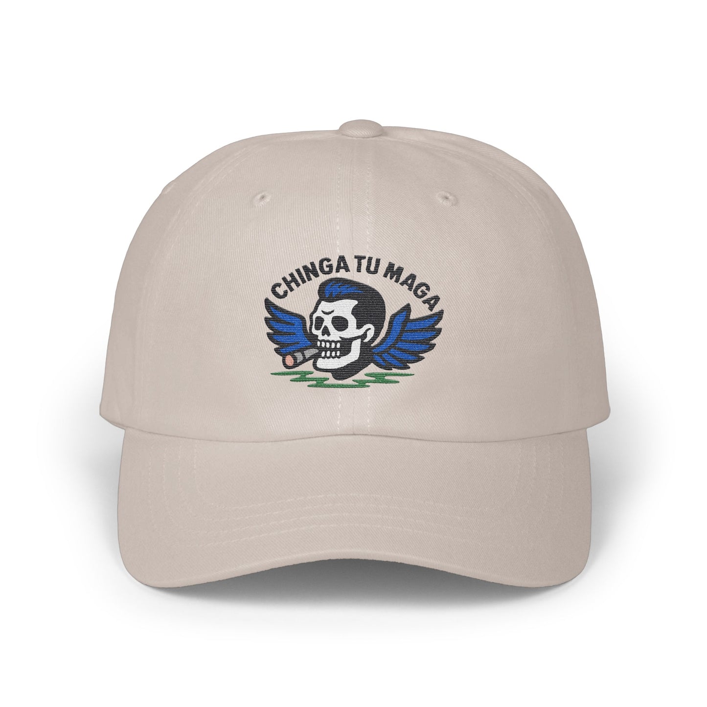 Chinga Tu Maga Cap with Skull and Wings graphic product type