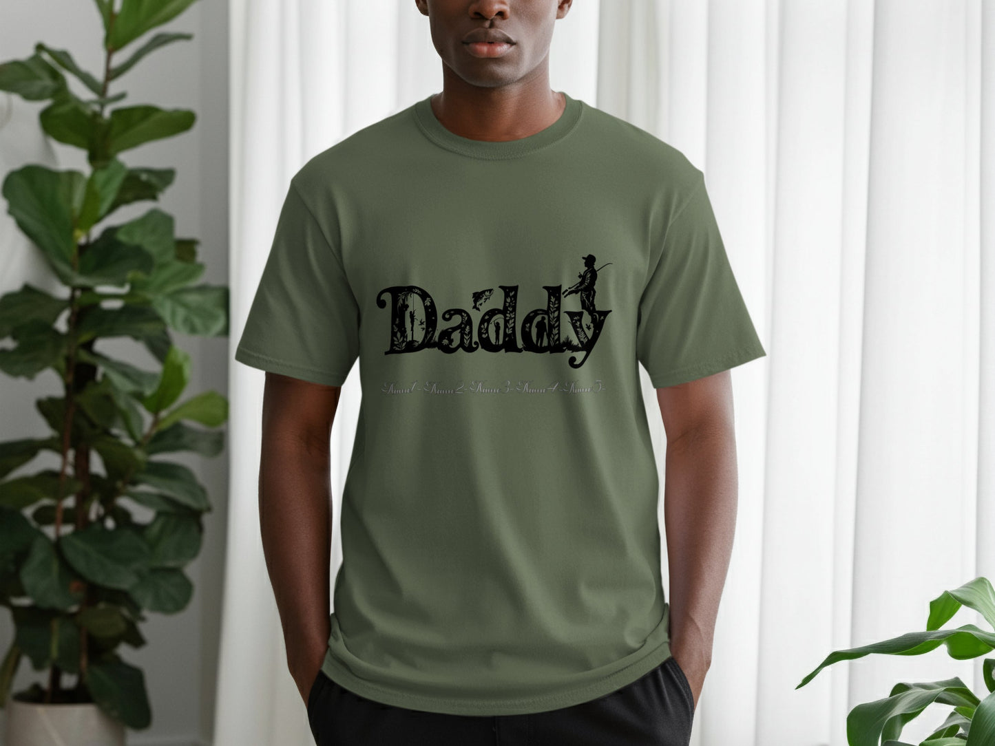 Daddy Printed Olive Green Casual T-shirt product type