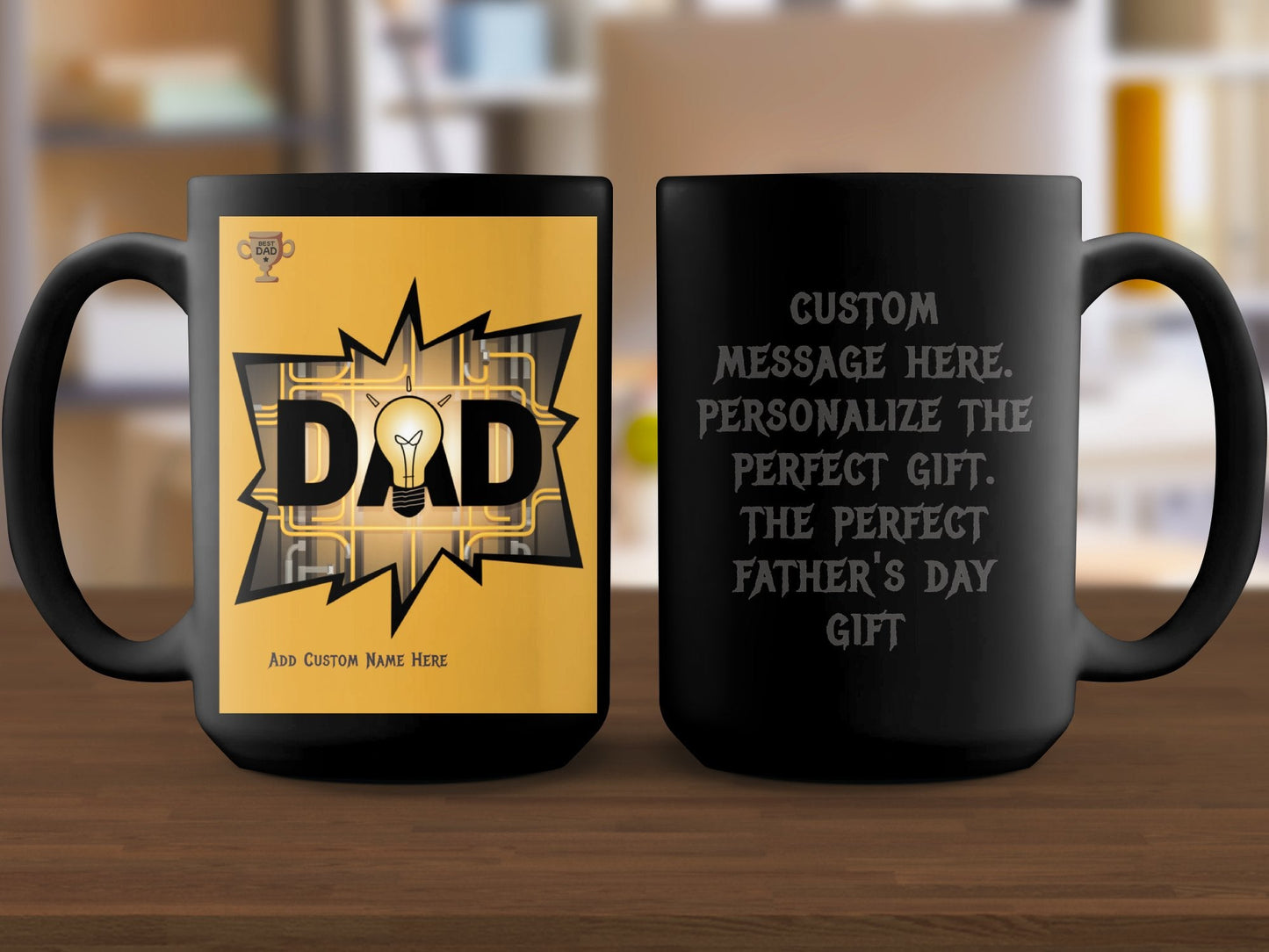 Personalized Dad Custom Message Black Mug product type