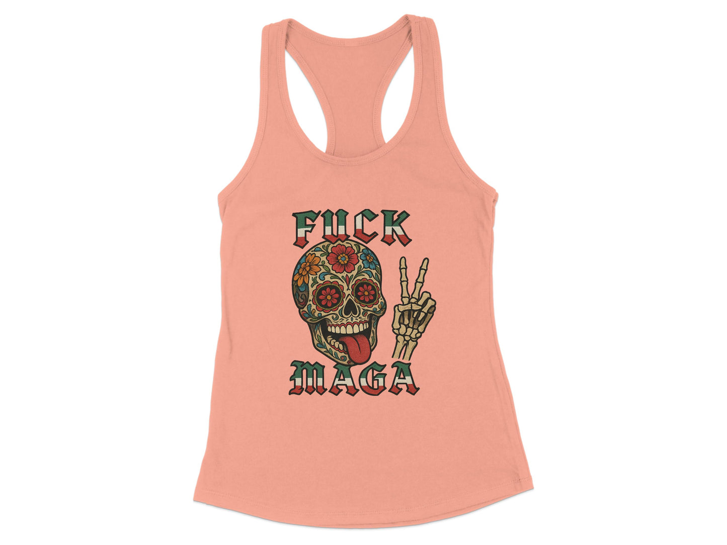 Fuck Maga Skull and Flowers Design Tank Top product