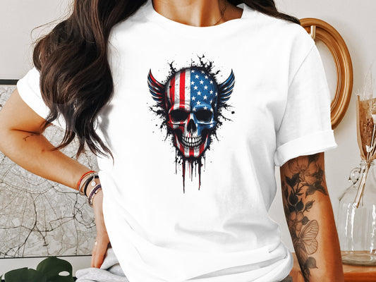 American Skull Art Design White Casual Shirt product