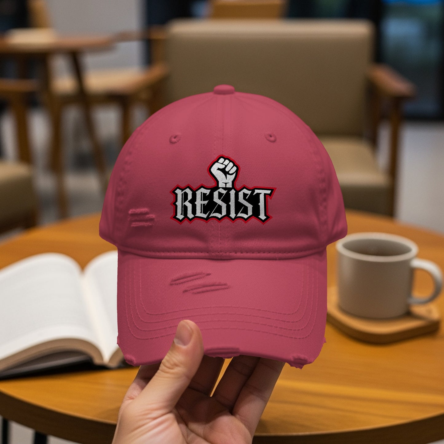 RESIST Embroidered Pink Dad Hat Stylish Product