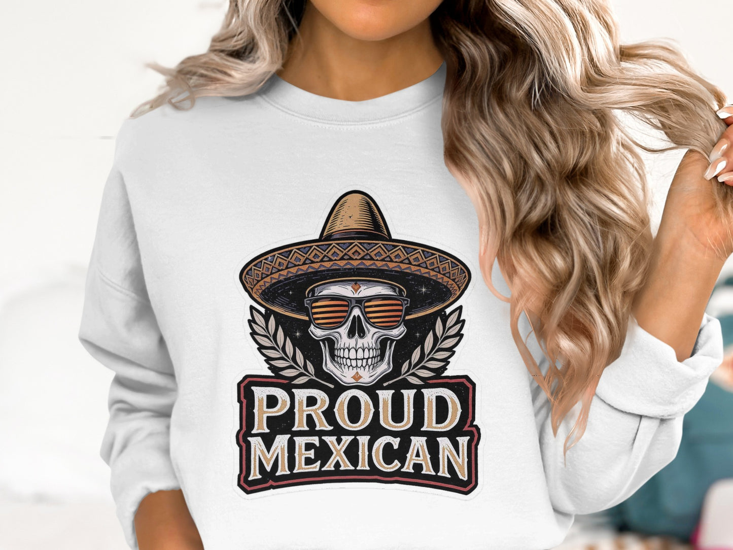 Proud Mexican Skull Design Graphic Sweatshirt product