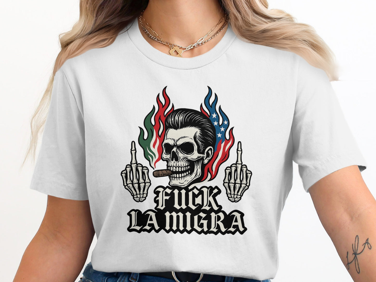 Skull with Flames Illustration Graphic T-shirt product