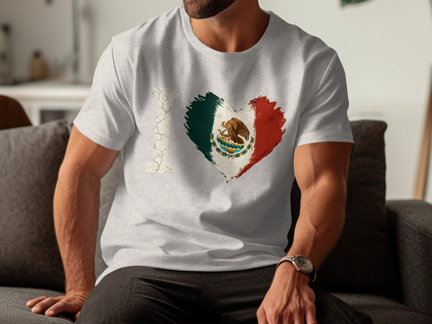 Mexican Flag Heart Design Casual T-Shirt product
