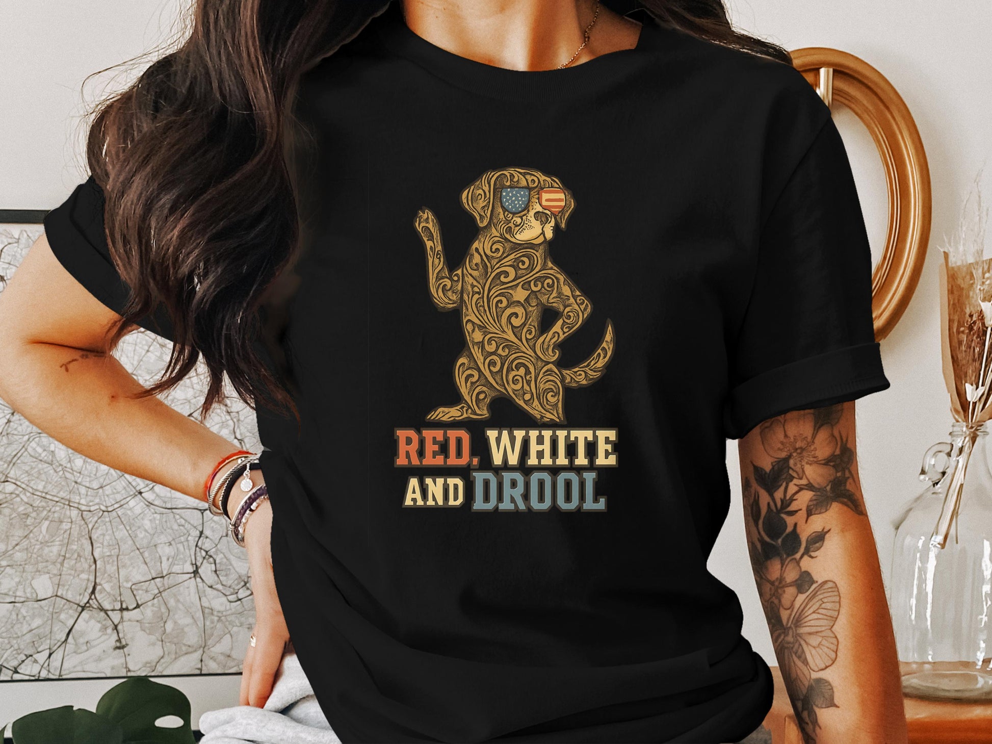 Red White and Drool Graphic Dog Lovers T-Shirt product type