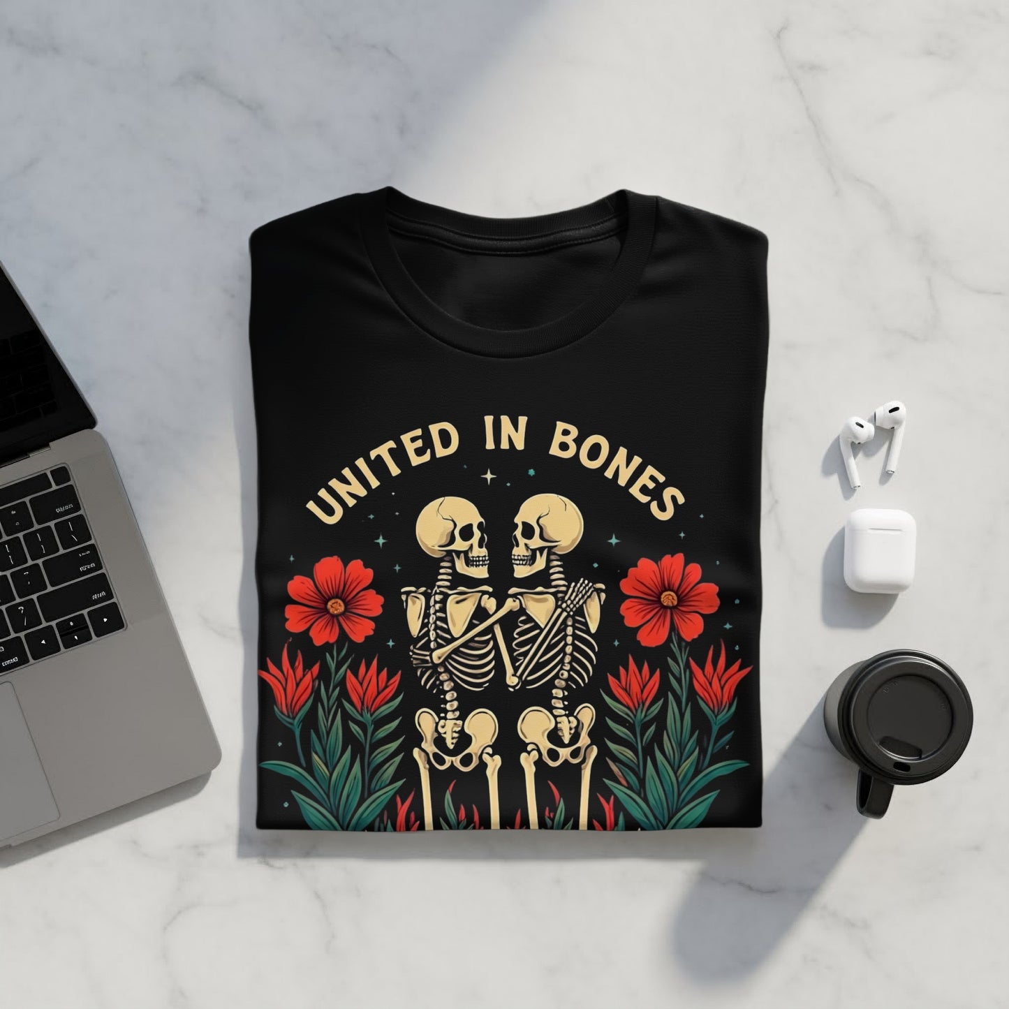 United In Bones Skeletons Floral Design product type