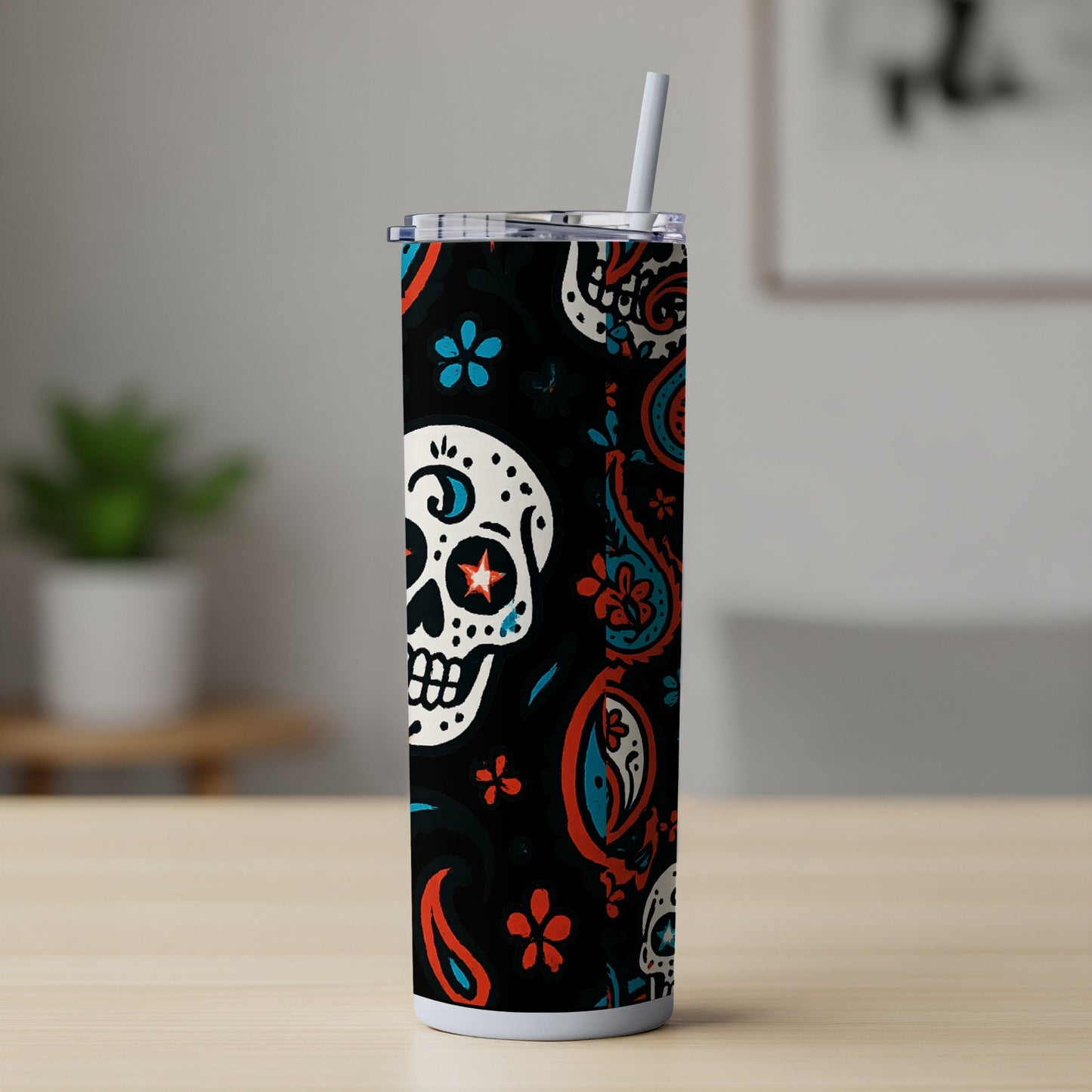 Colorful Sugar Skull Tumbler for Beverages product