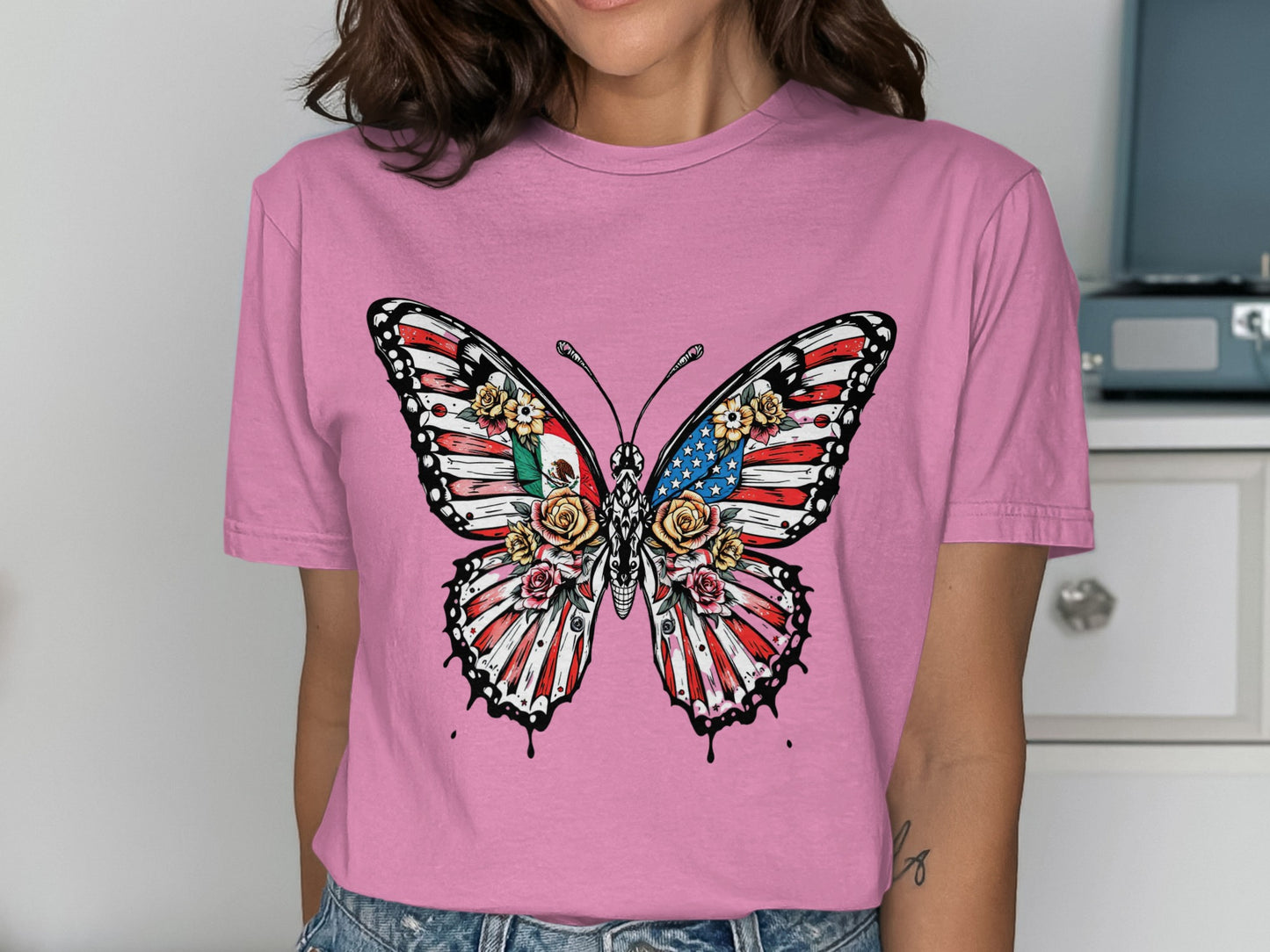 Patriotic Butterfly Floral Graphic Tee product