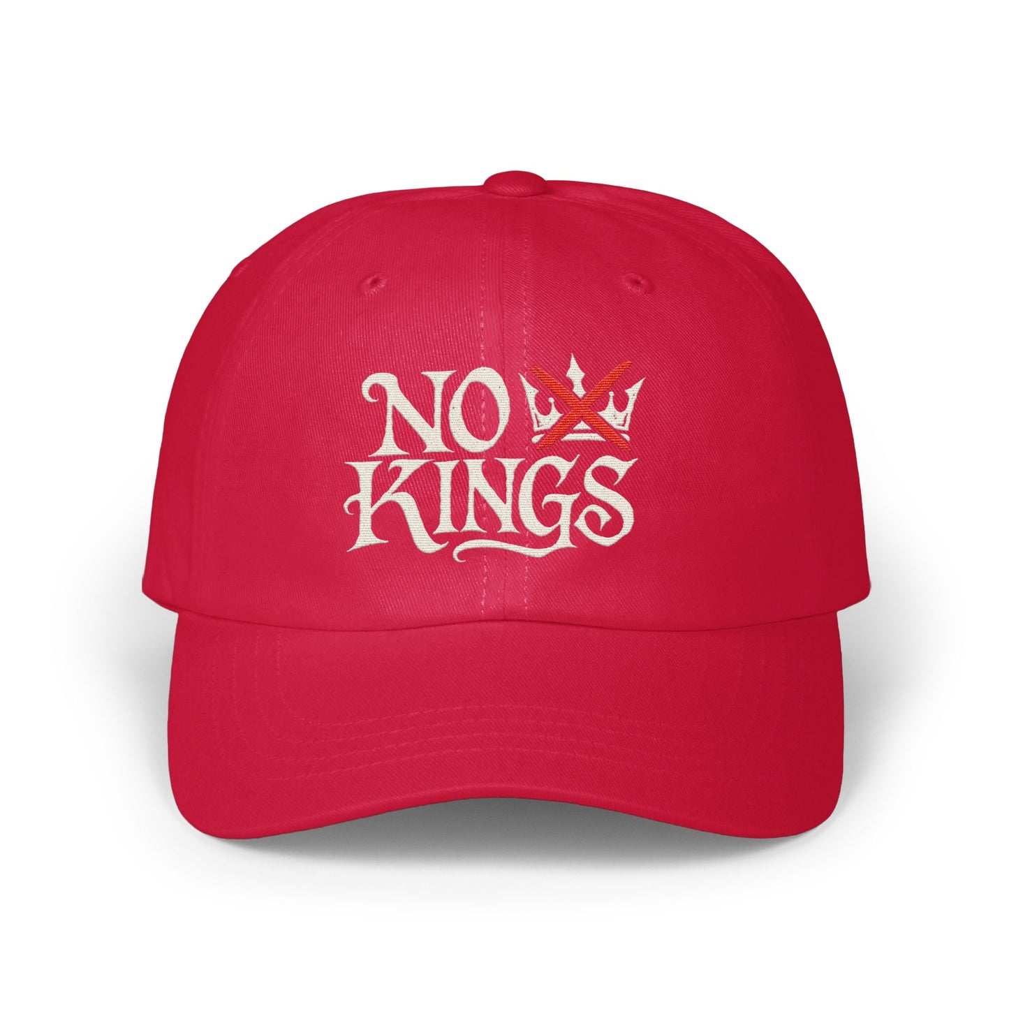 No Kings Embroidered Crown Red Adjustable Hat product