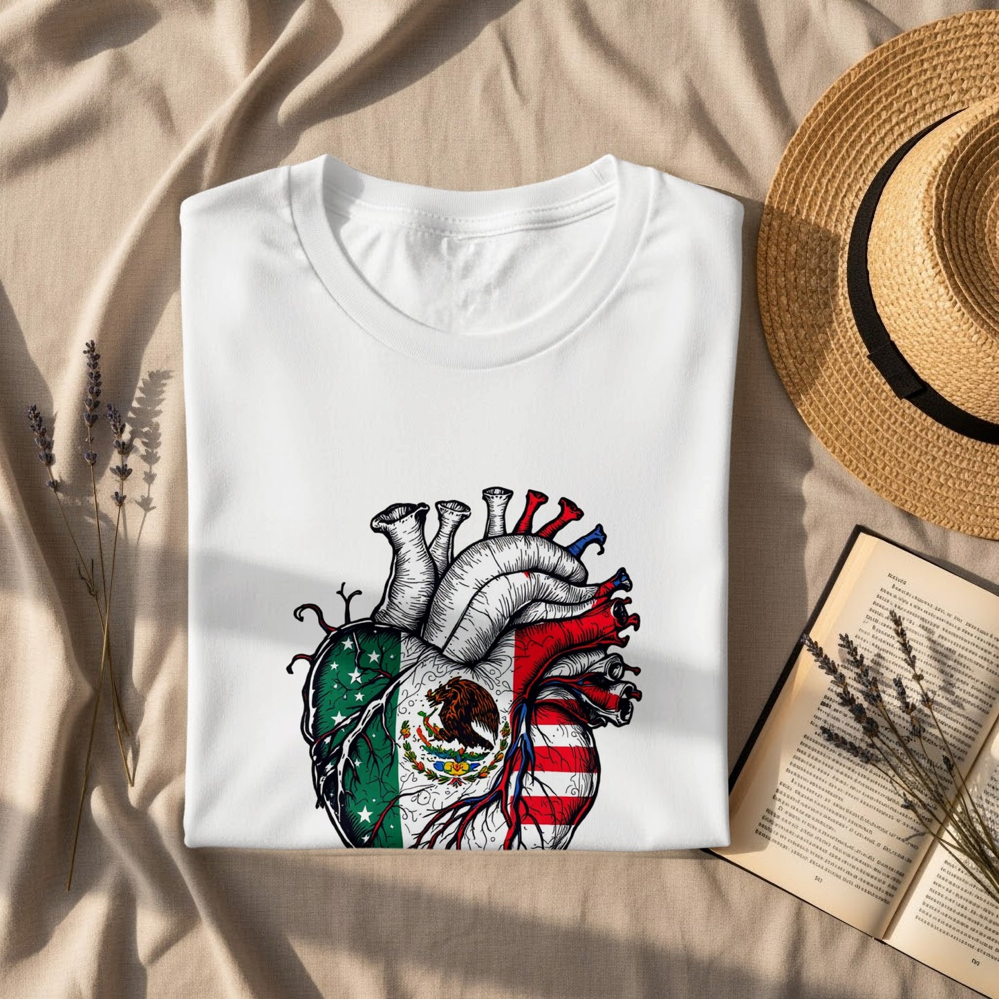 Heart with Mexican American Flag Design T-Shirt product type