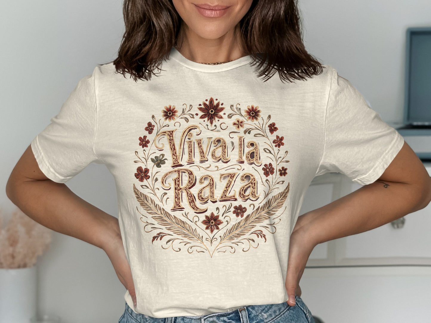 Viva La Raza Floral Design T-Shirt product