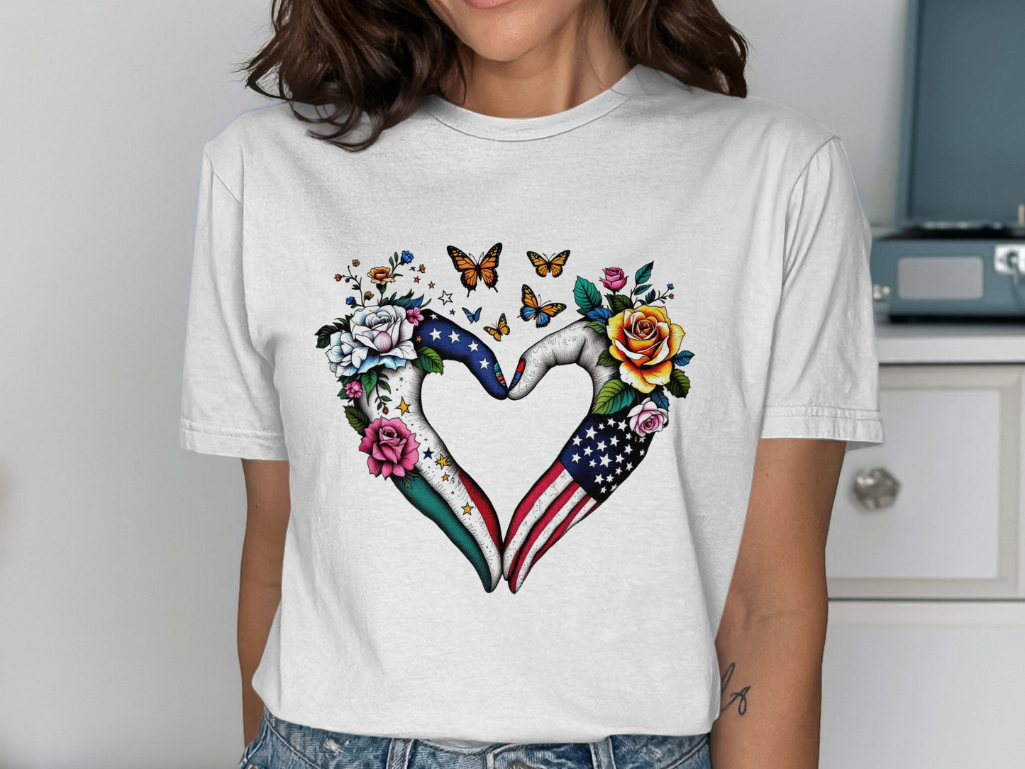 Heart Shaped Hands with Butterfly T-Shirt product