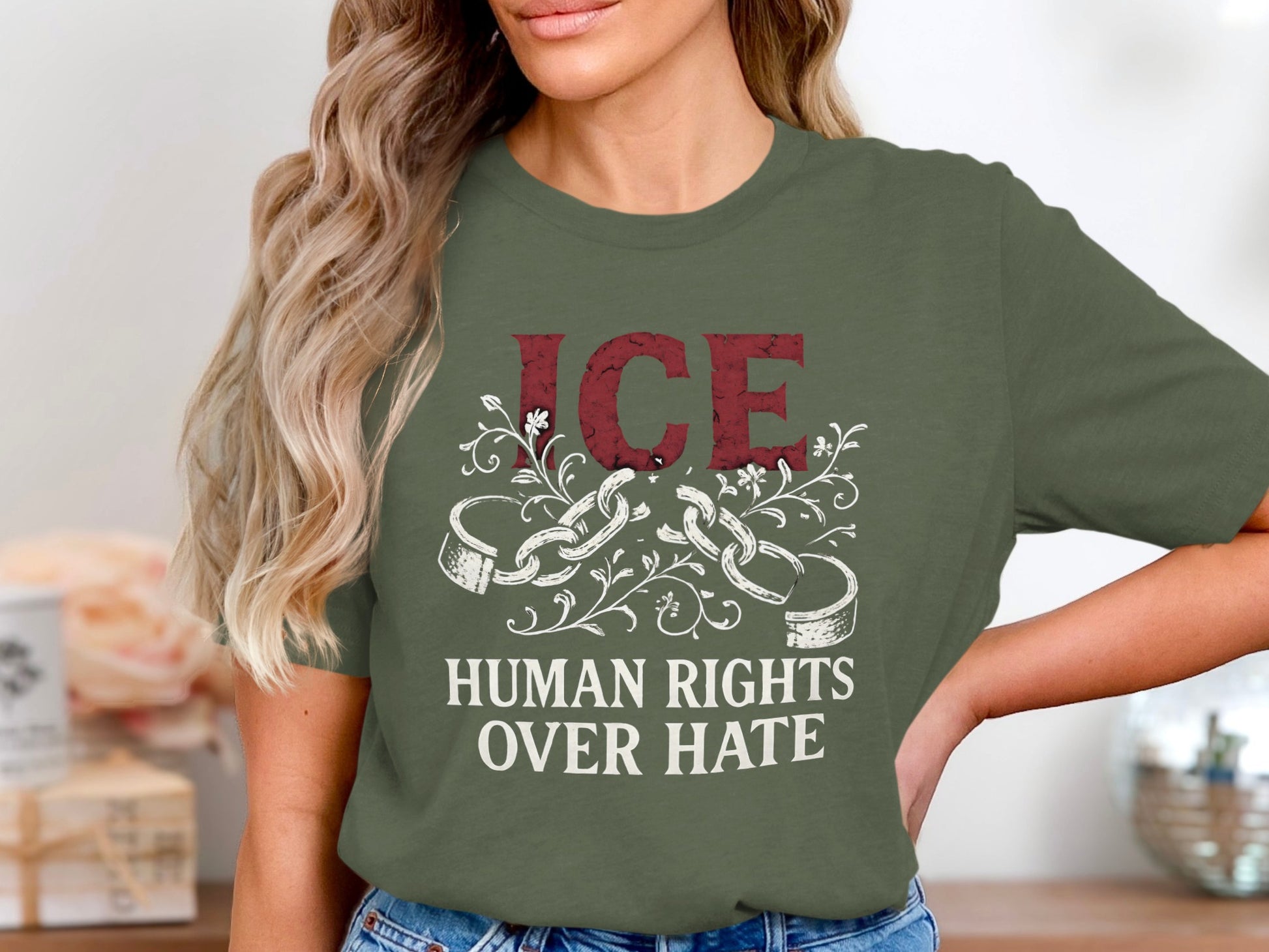 ICE Human Rights Over Hate Graphic T-Shirt product type