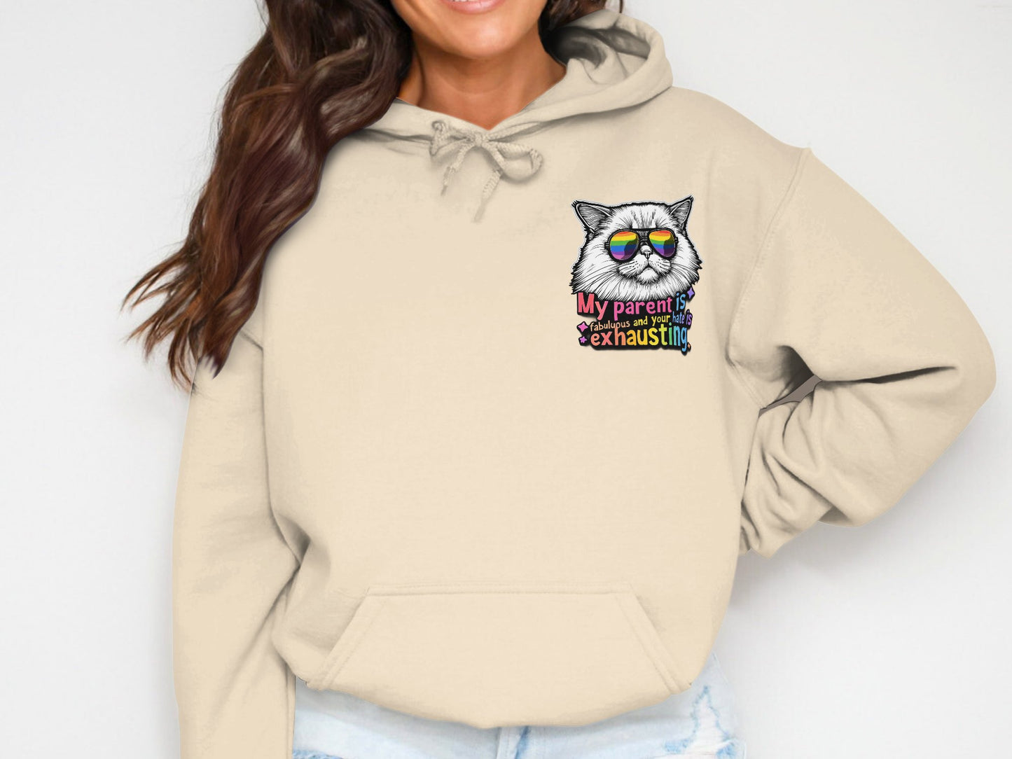 Colorful Cat with Sunglasses Graphic Hoodie product