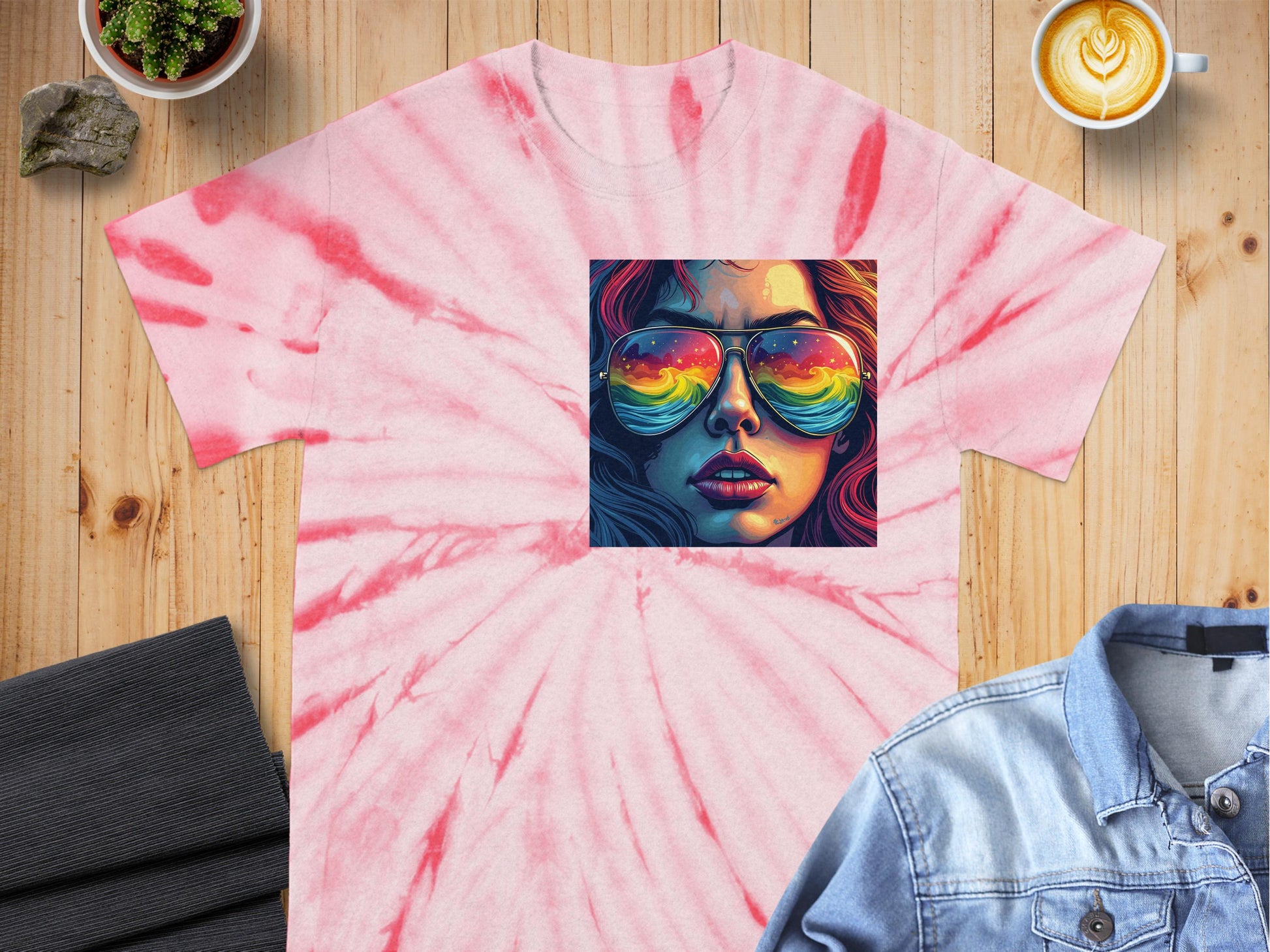 Vibrant Artistic Sunglasses Girl Tie Dye Shirt product
