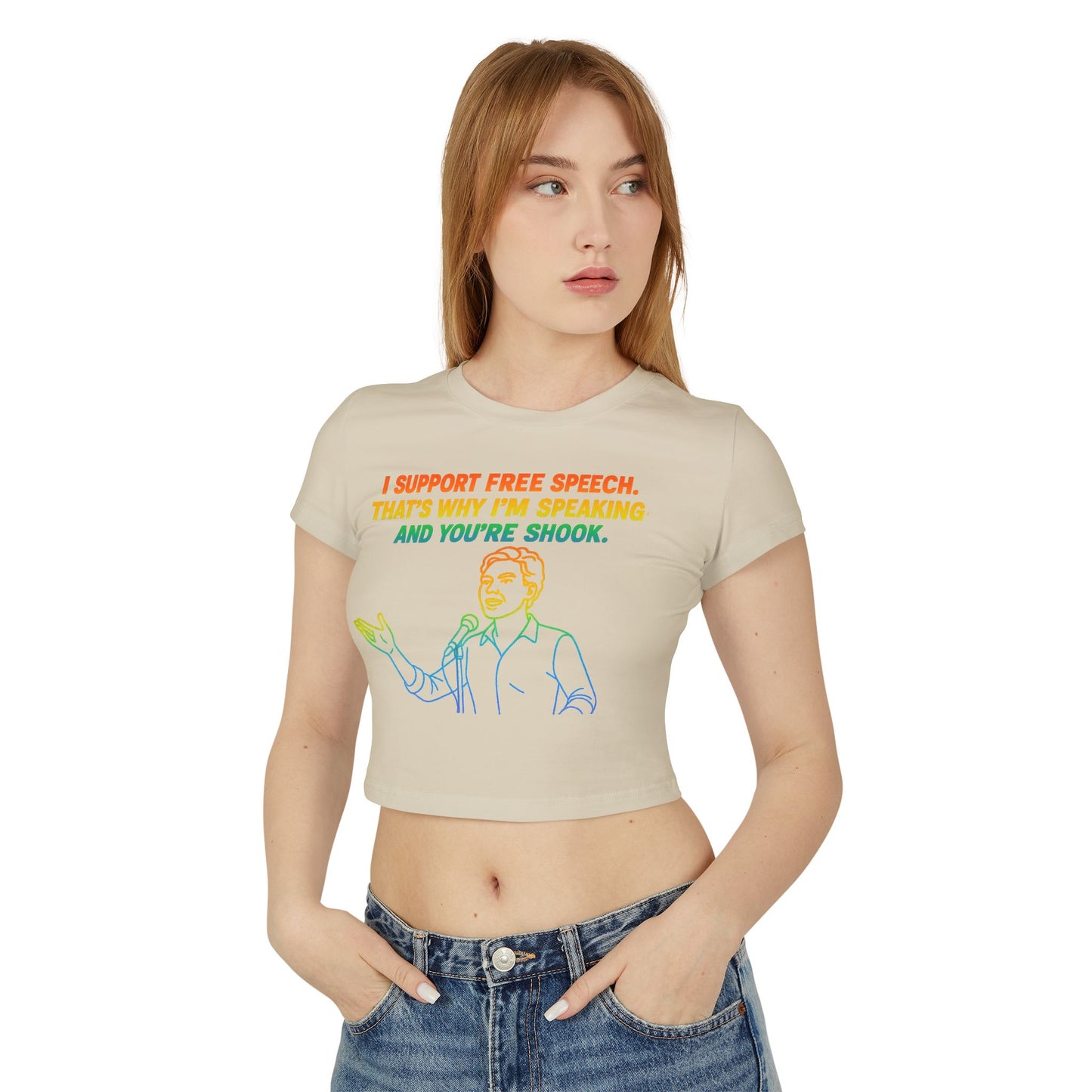 Pride Crop Top Women's Baby Tee - I Support Free Speech Graphic Top