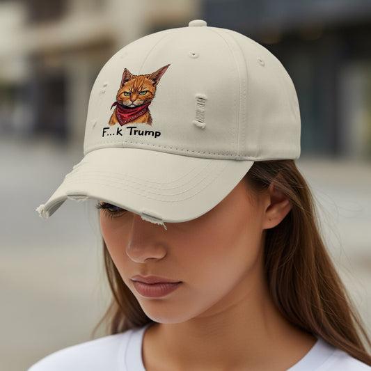 F k Trump Distressed Baseball Cap Cat Embroidered product