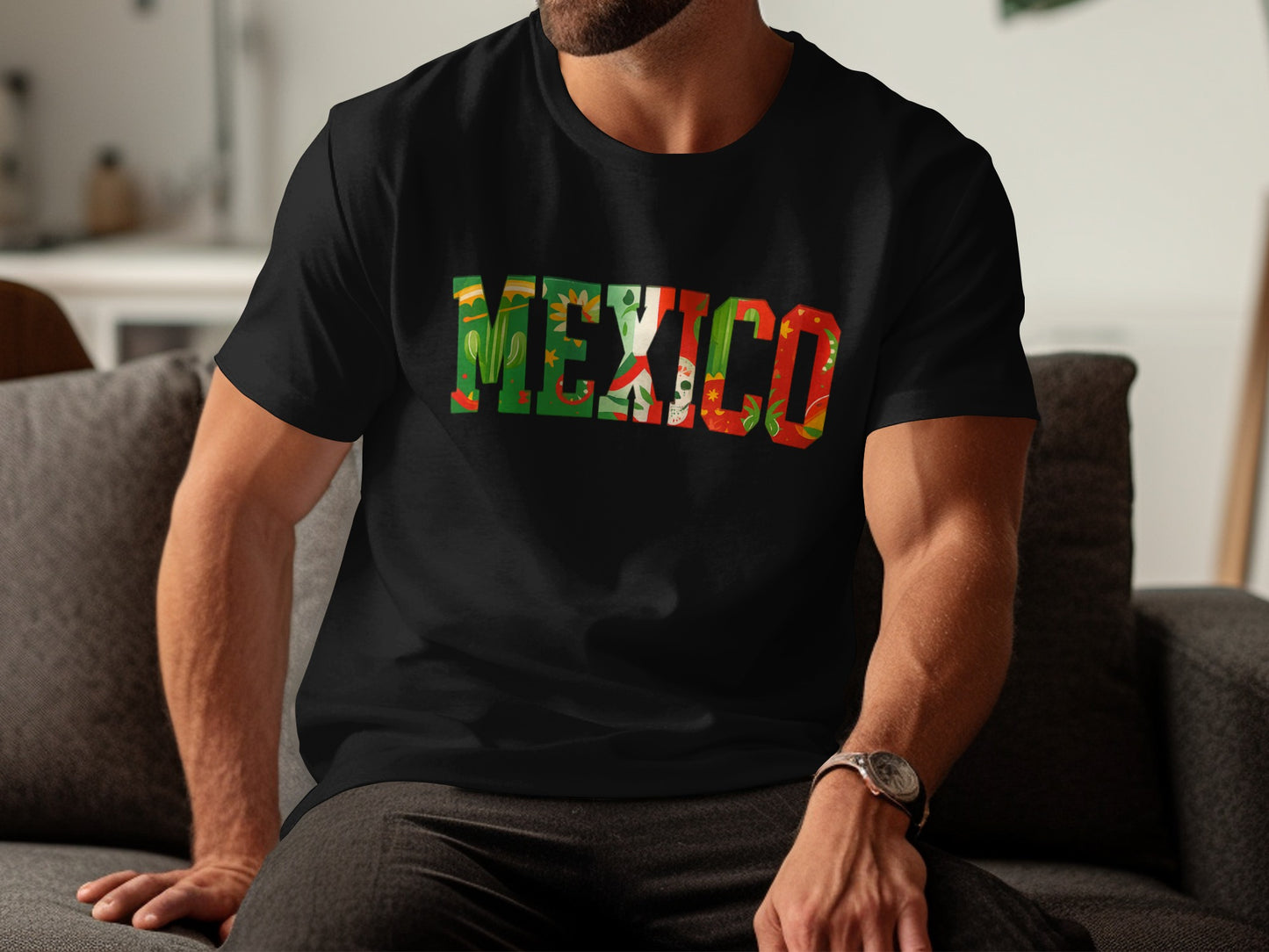 Vibrant Mexico Graphic Black Tee Shirt product type