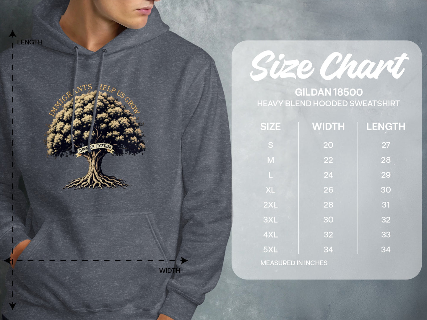 Immigrants Help Us Grow Tree Design Hooded Sweatshirt product