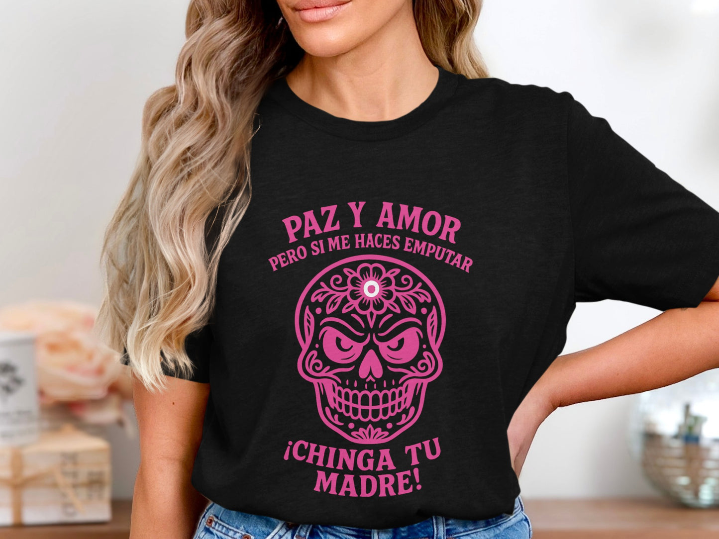 Paz y Amor Skull Graphic Women's T-Shirt product