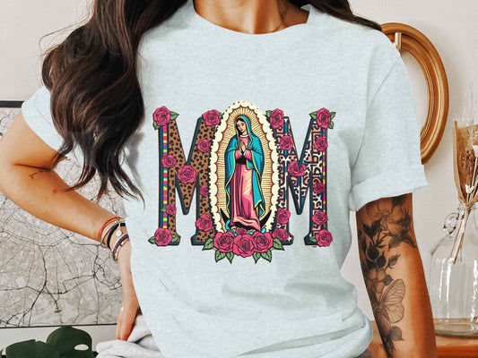 Mom Shirts: Trendy Mother Graphic Tee with Floral Roses