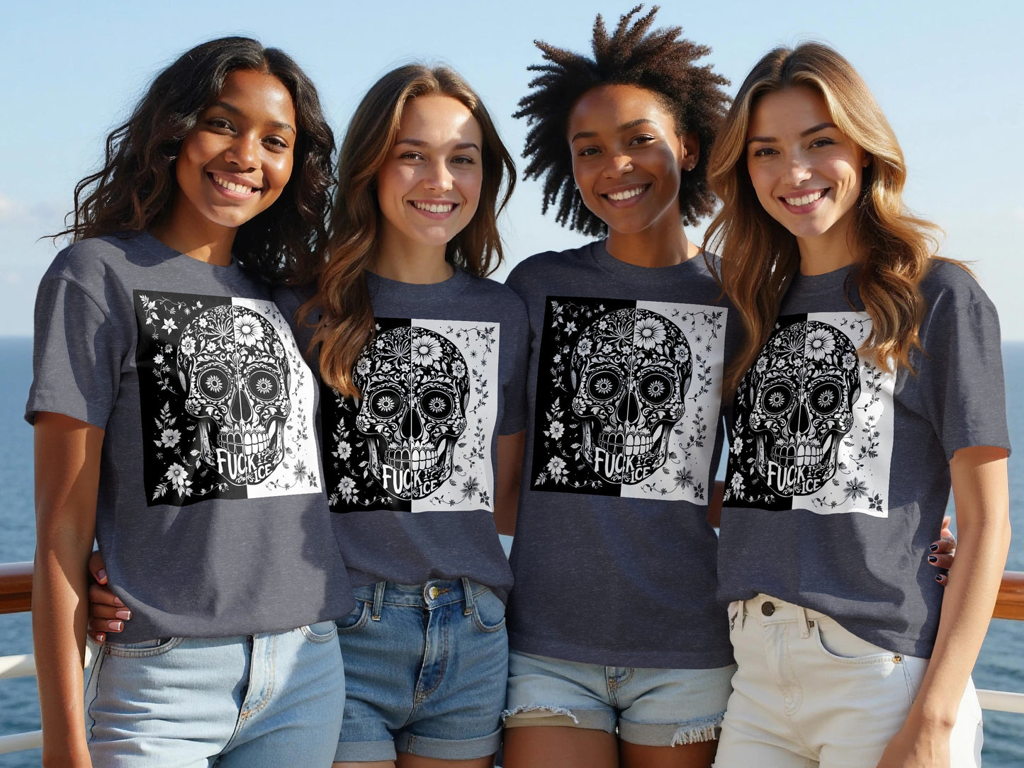 Skull Art Printed Graphic T-Shirt Casual Wear product