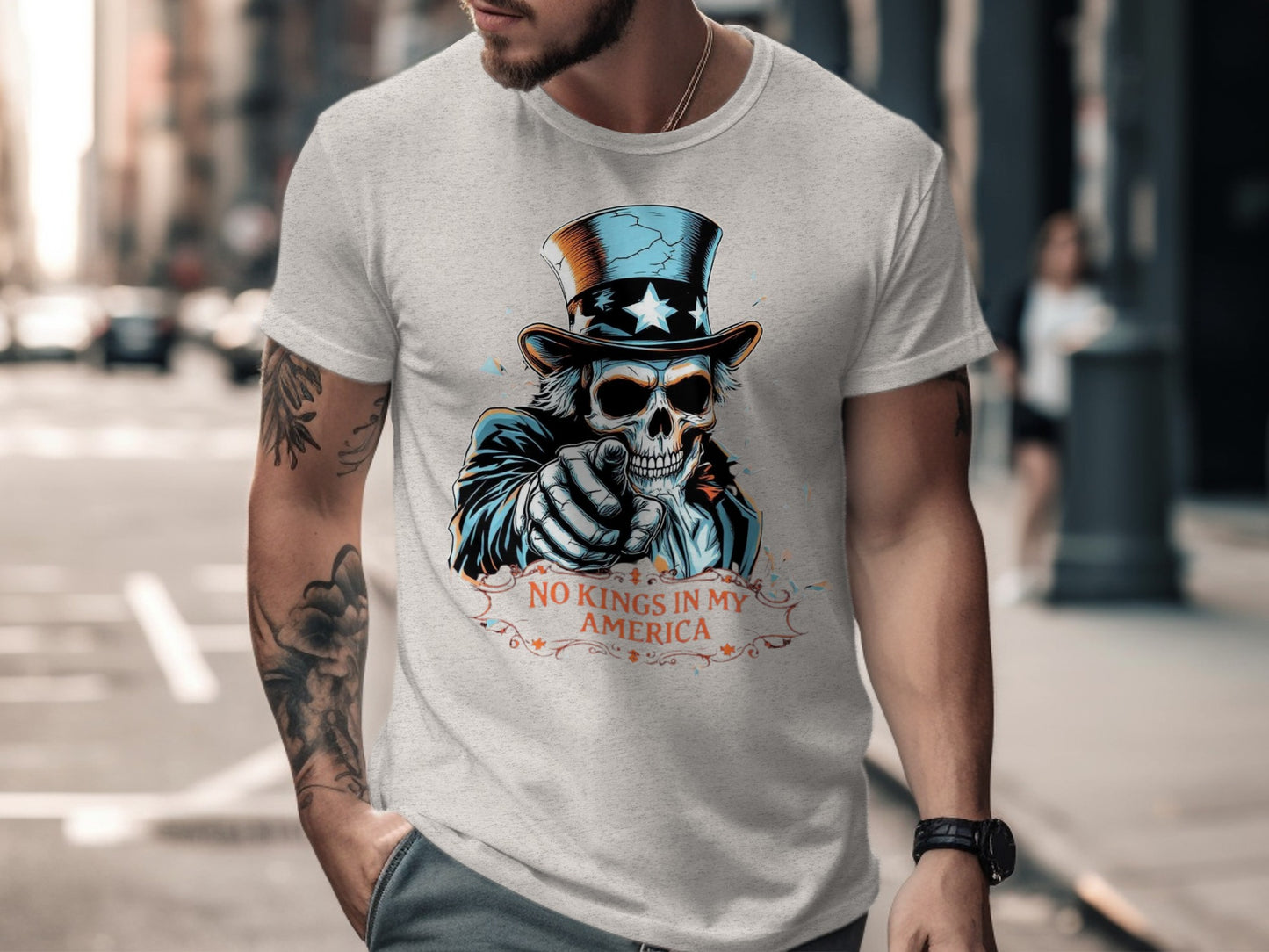 No Kings In My America Skeleton Skull T-Shirt product