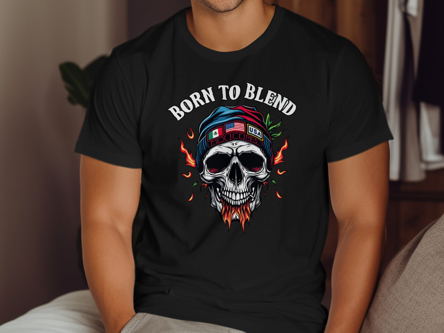 Born to Blend Skull with Headband T-shirt product type