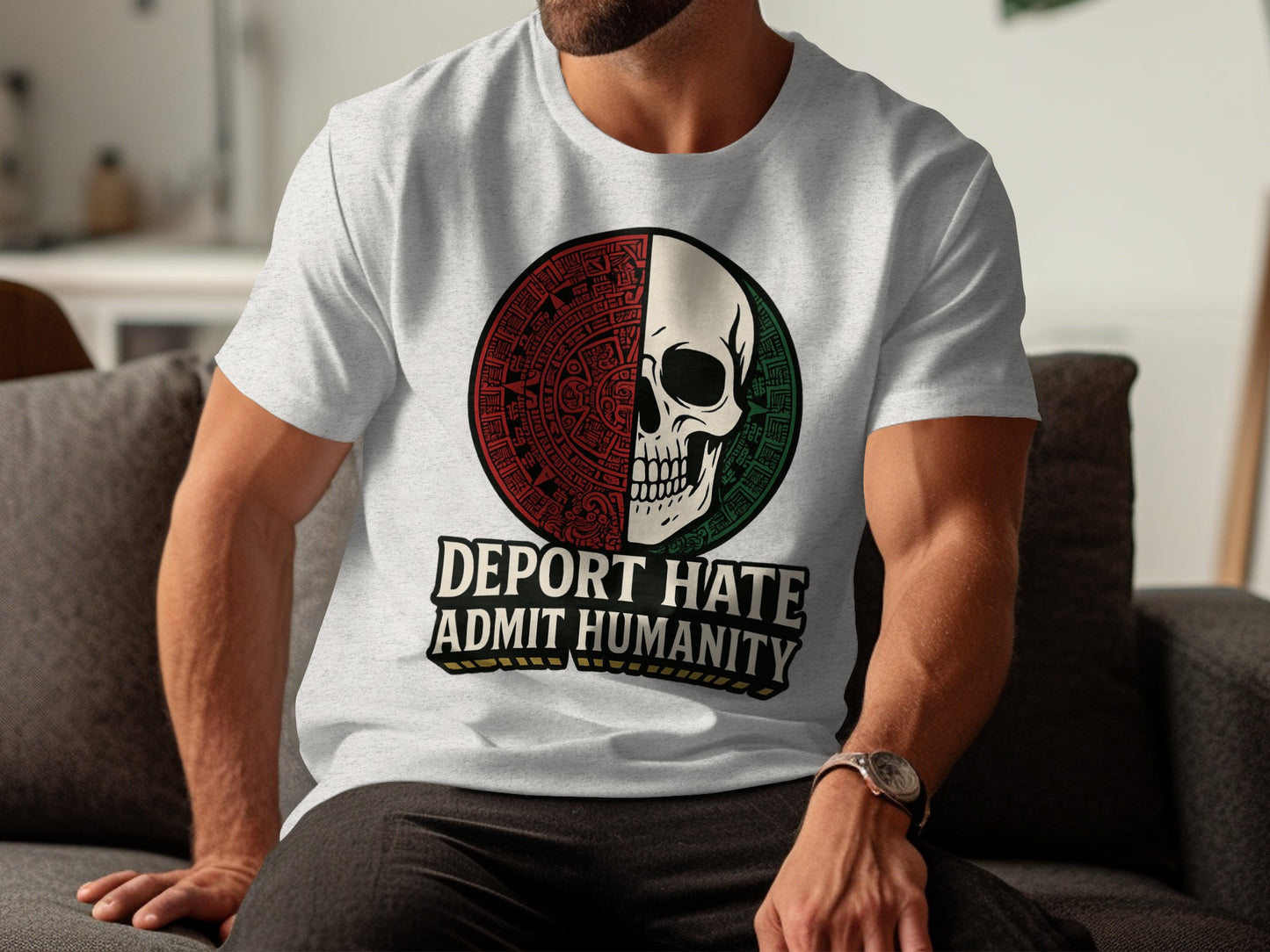 Deport Hate Admit Humanity Round Skull product type