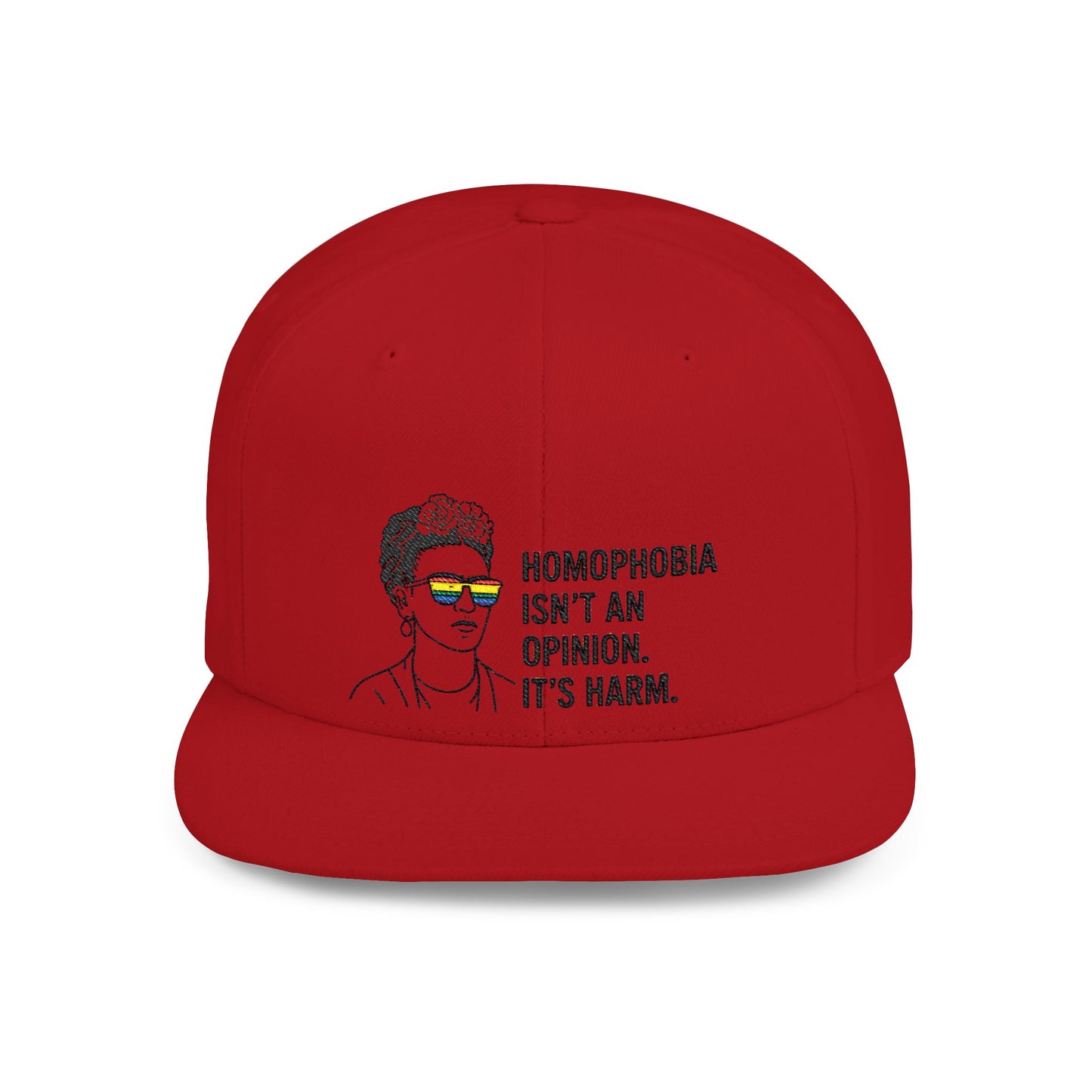 Frida Kahlo-Inspired Flat Bill Snapback Hat | LGBTQ+ Pride Apparel, Statement Cap, Fashion Accessory, Gift for Activists, Casual Wear